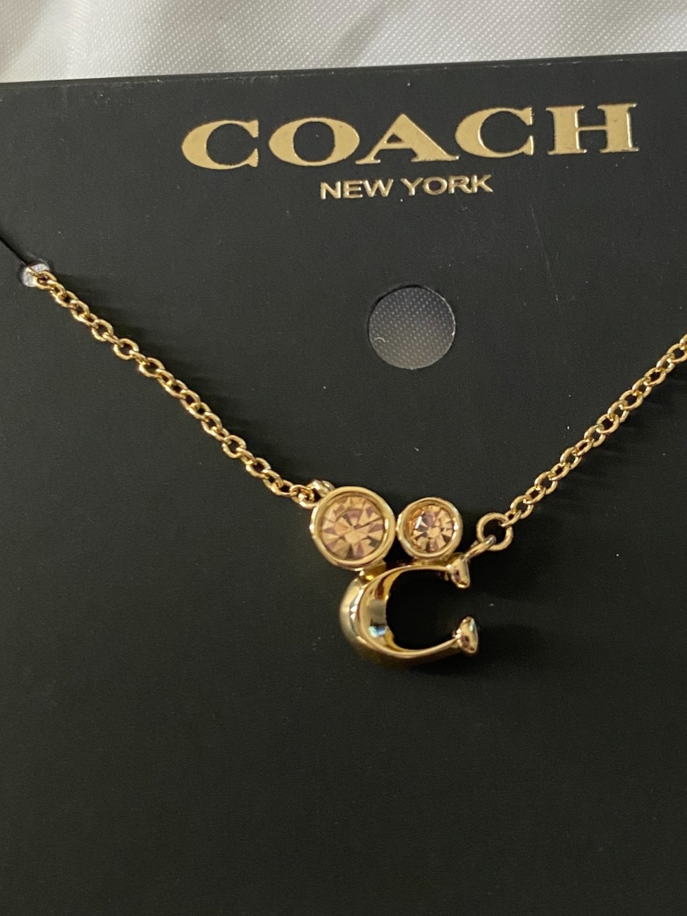 Coach Gold Crystal 'C' Pendant Necklace